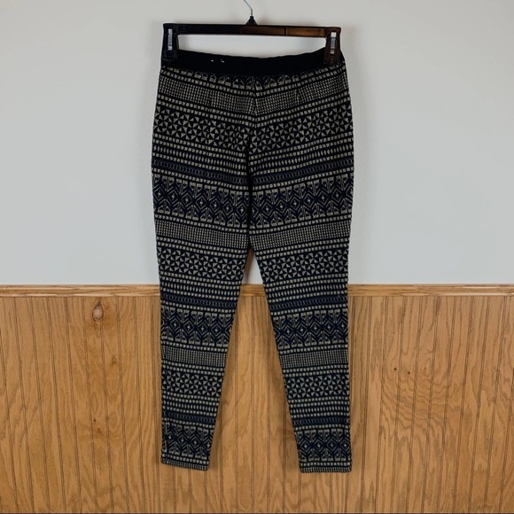 J McLaughlin Knitted Black Brown Printed Leggings Size Small - Picture 2 of 7